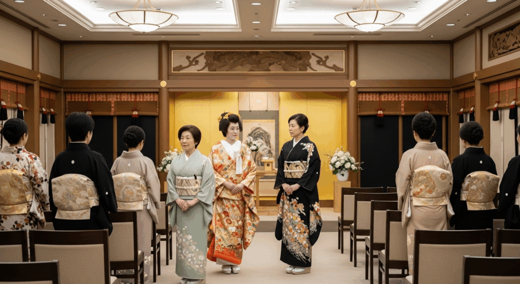 兄弟の結婚式における付け下げ小紋のコーディネート