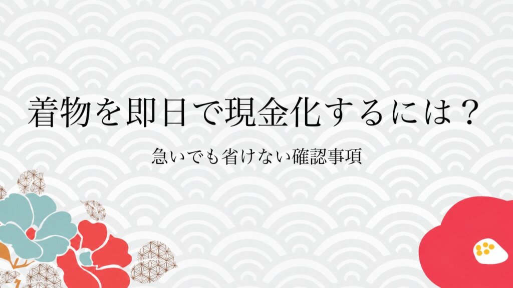 着物を即日で現金化するには？急いでも省けない確認事項