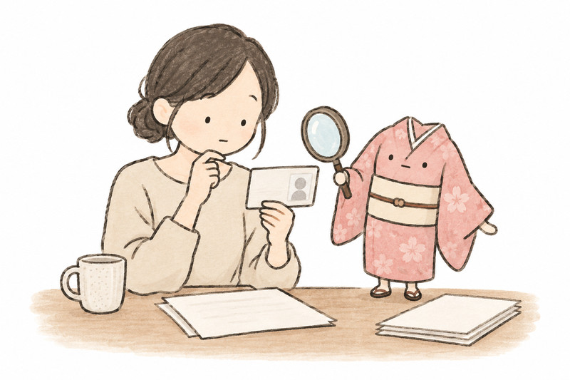 本人確認書類と申込書類を見直すイラスト