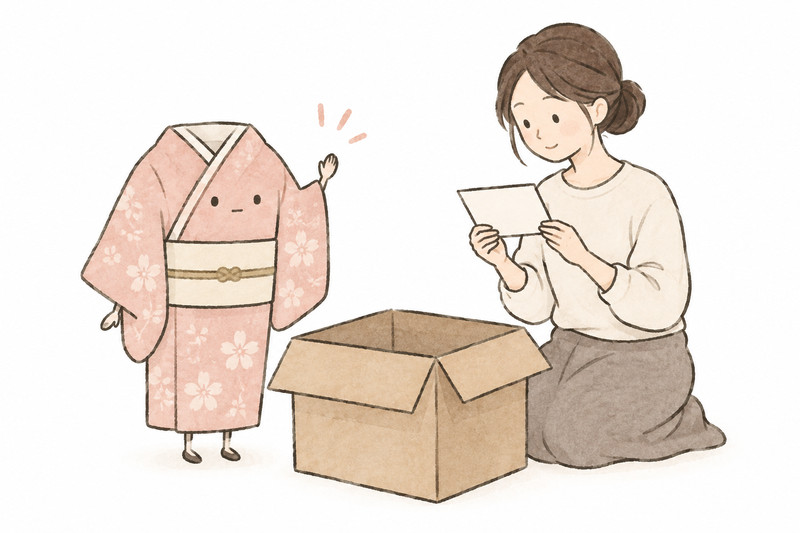 着物一枚だけの宅配受付を相談するイラスト