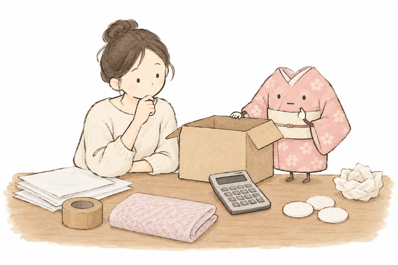 宅配買取で自分が負担する費用を確認するイラスト