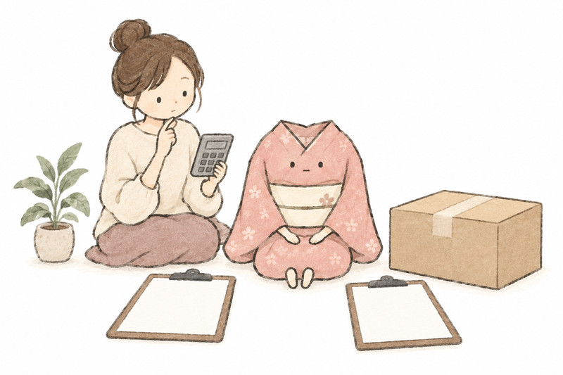 二社の査定と返送料を合わせて比較するイラスト