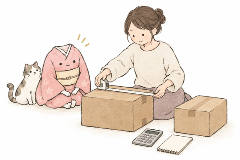 箱数やサイズから返送料を確かめるイラスト