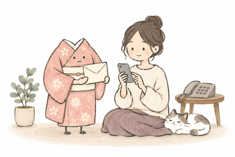メールなど希望する連絡方法を相談するイラスト