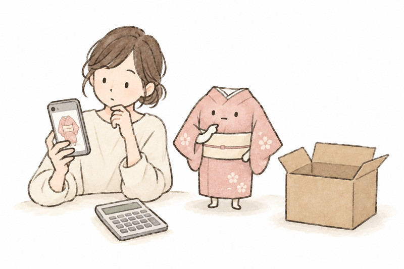 フリマ出品と宅配買取の手間や費用を比べるイラスト
