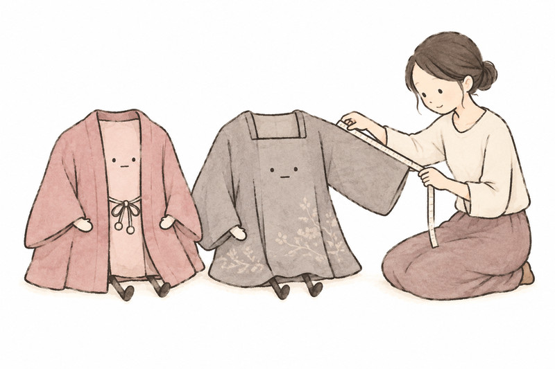 羽織や道行を単品で査定に出す前に確かめるイラスト