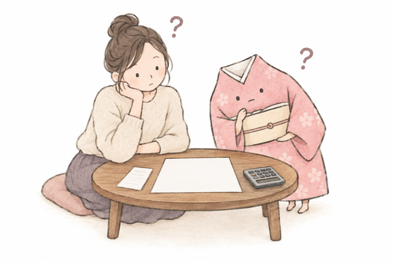 査定額の理由を聞き、売るか考えるイラスト