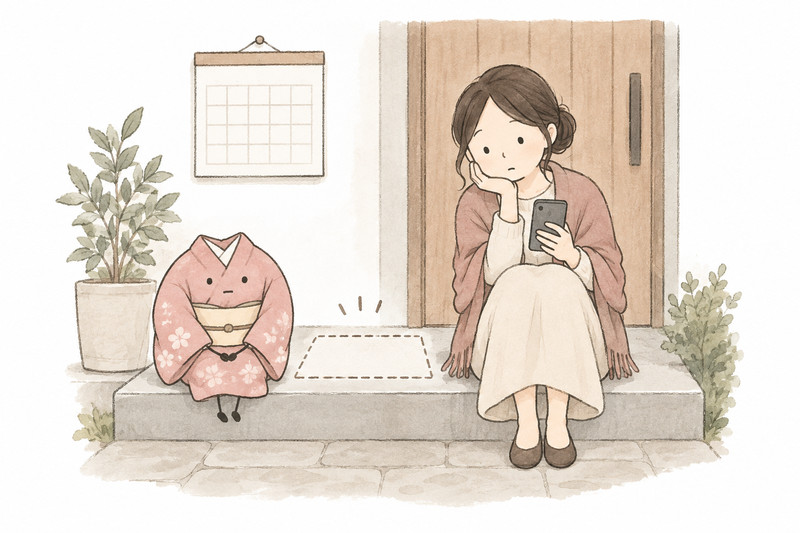 届かない宅配キットの発送予定を確認するイラスト