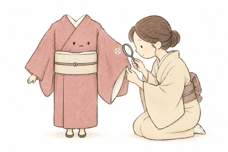 色無地の家紋や色あせをそのまま確認するイラスト