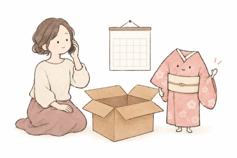 発送前に買取と集荷の予約を取り消す相談のイラスト
